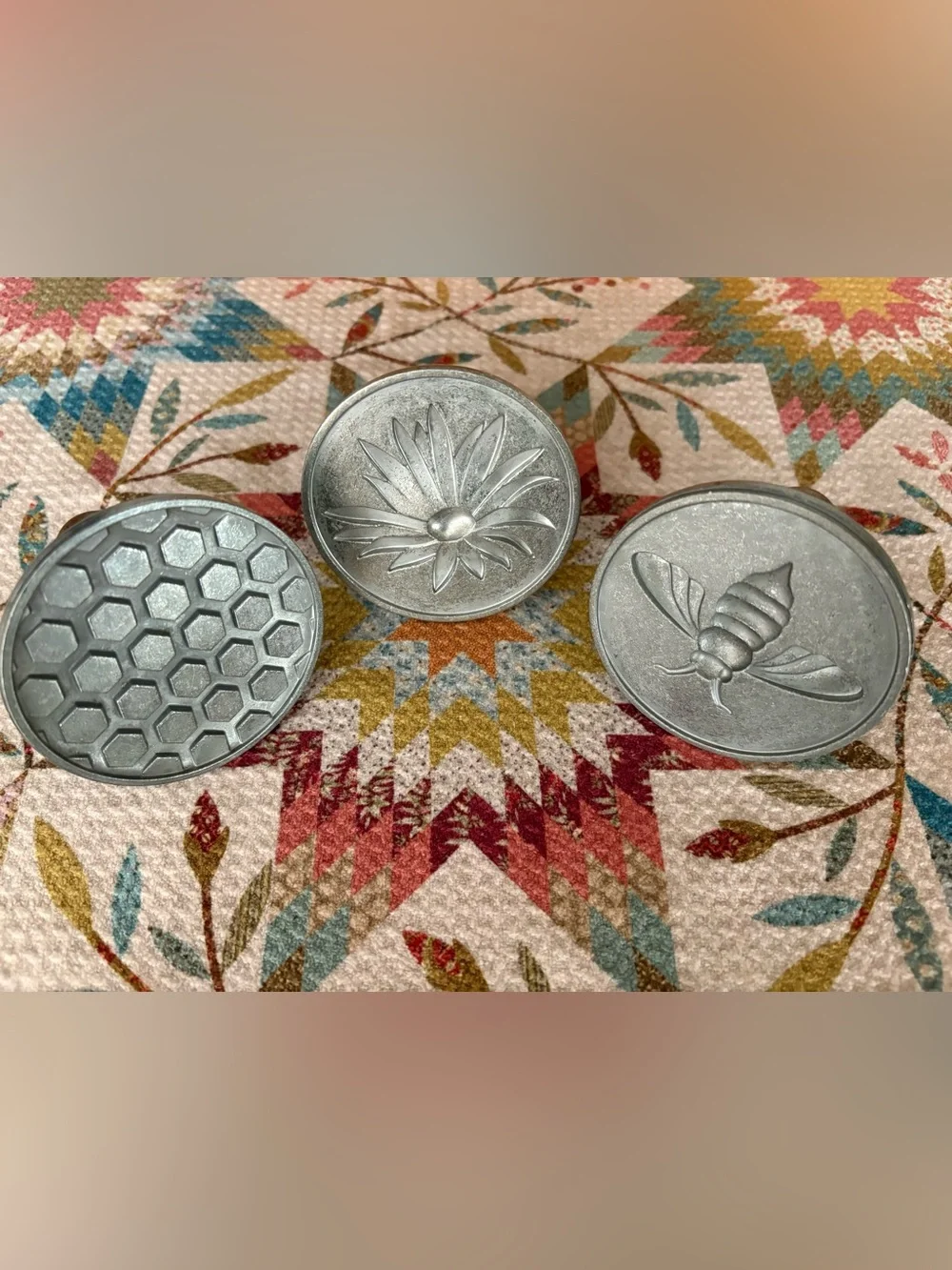 Nordicware  3 Cookie Stamps - Honeycomb,Bee & Flower/Aluminum Cast, Wood Handles